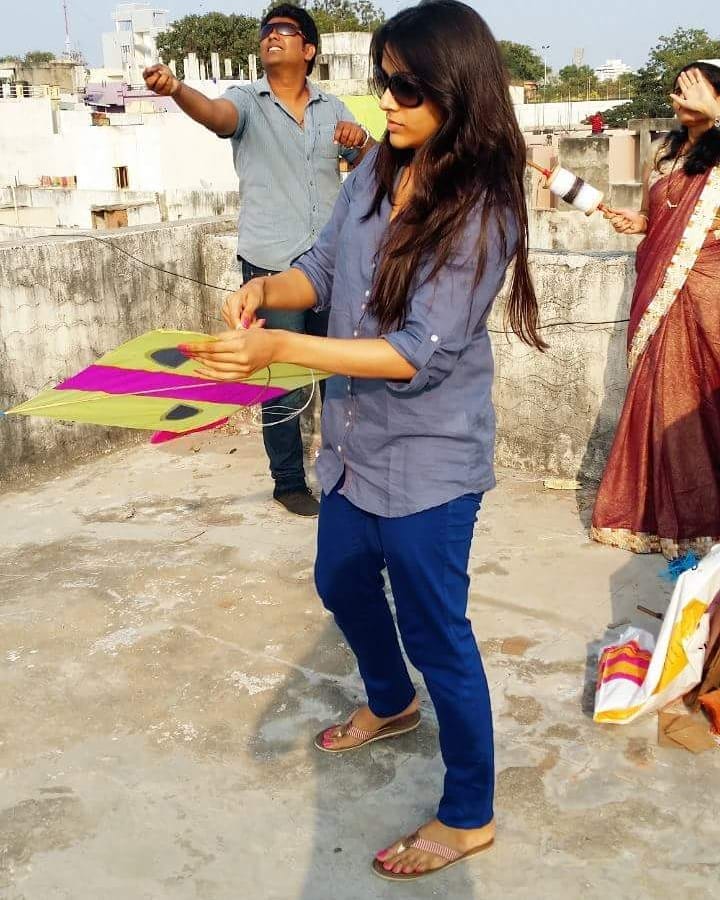 Rashmi Gautam flying a Kite 