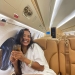 Maya Jama enjoying his time in airplane