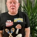 Shaun Ryder wearing a Mumbo Jumbo T-shirt