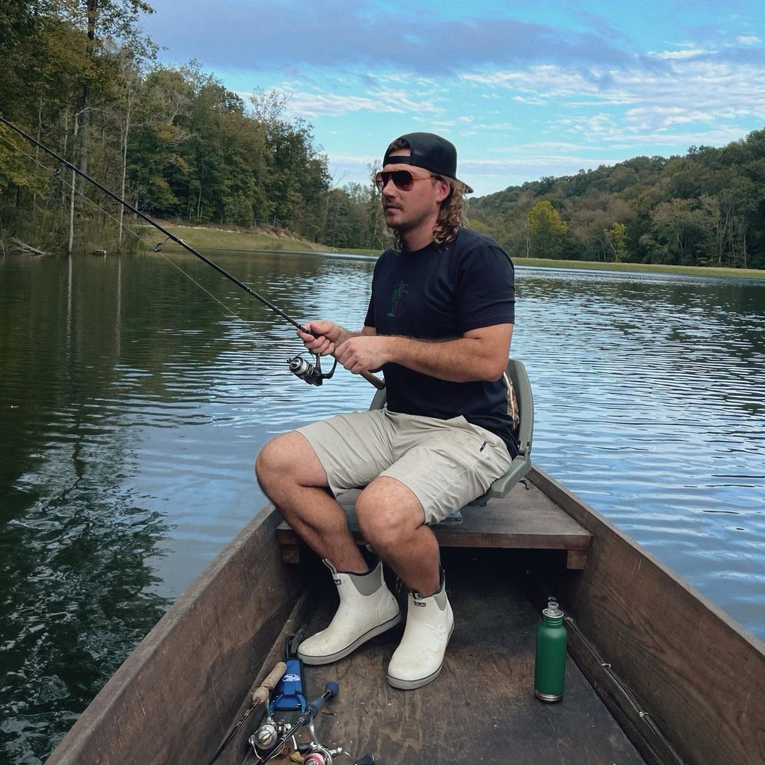 Morgan Wallen fishing in a boat