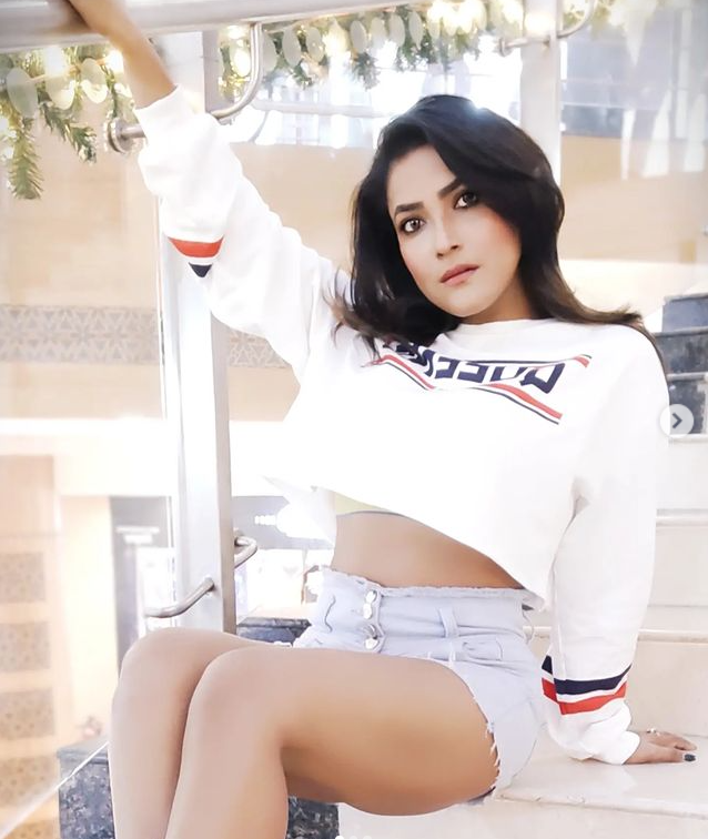 Mahi kamla in white top dress and shorts