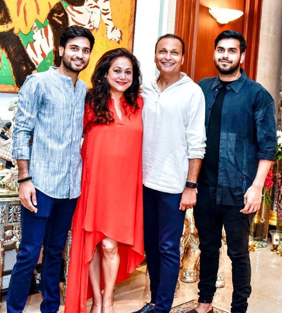 Jai Anmol Ambani with father, mother, and brother