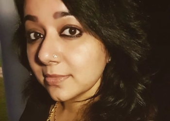 Chandra Lakshman in black dress with hair open