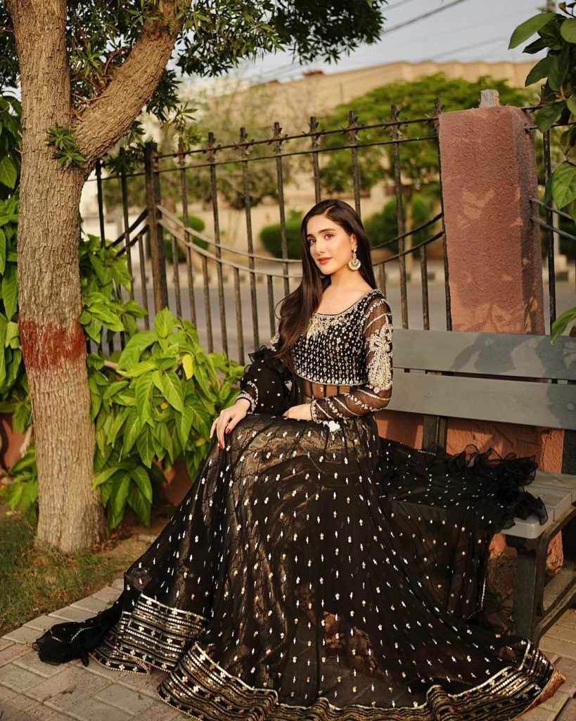 In a beautiful black lehenga